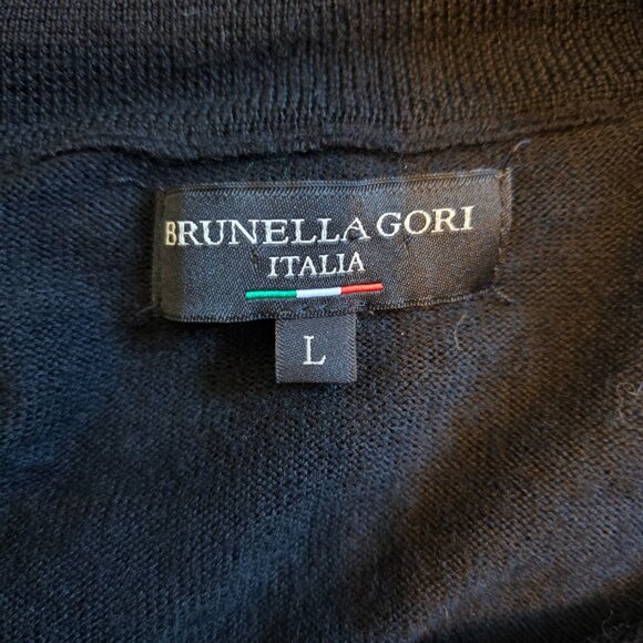 Brunella Gori Italia Men’s Black Quarter-Zip Sweater 100% Merino Wool Size M - Picture 4 of 6